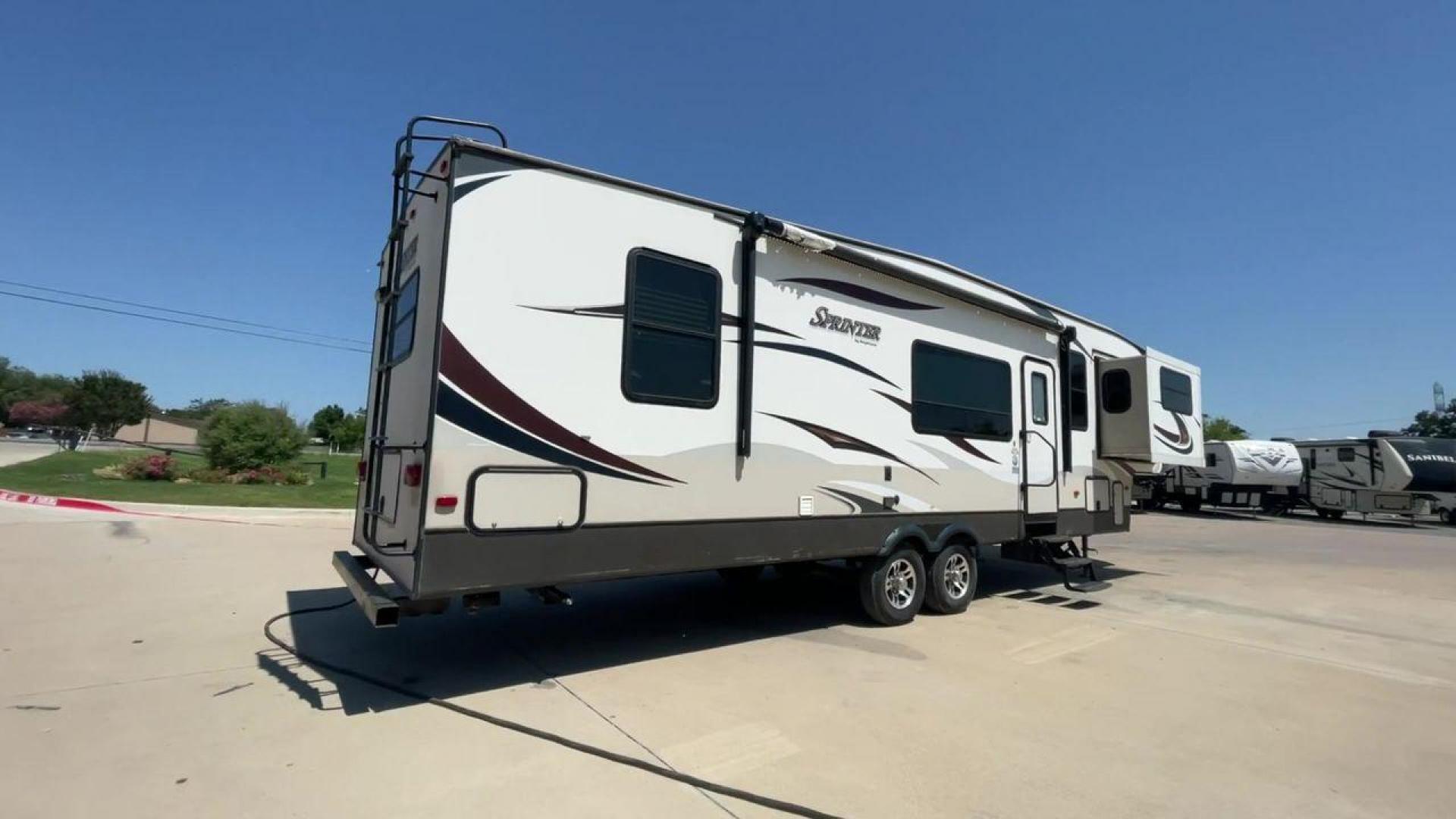 2014 WHITE KEYSTONE SPRINTER 333FWRLS - (4YDF33321E1) , Length: 37.33 ft. | Dry Weight: 9,598 lbs. | Gross Weight: 12,750 lbs. | Slides: 3 transmission, located at 4319 N Main Street, Cleburne, TX, 76033, (817) 221-0660, 32.435829, -97.384178 - The 2014 Sprinter 333FWLS by Keystone luxury fifth wheel brings the spotlight to its elevated front living area floorplan with a rear private bedroom and a spacious center kitchen. It measures just 37.33 ft in length, 8 ft in width, and 12.5 ft in height. It has a base weight of 9,598 lbs with a pay - Photo#1