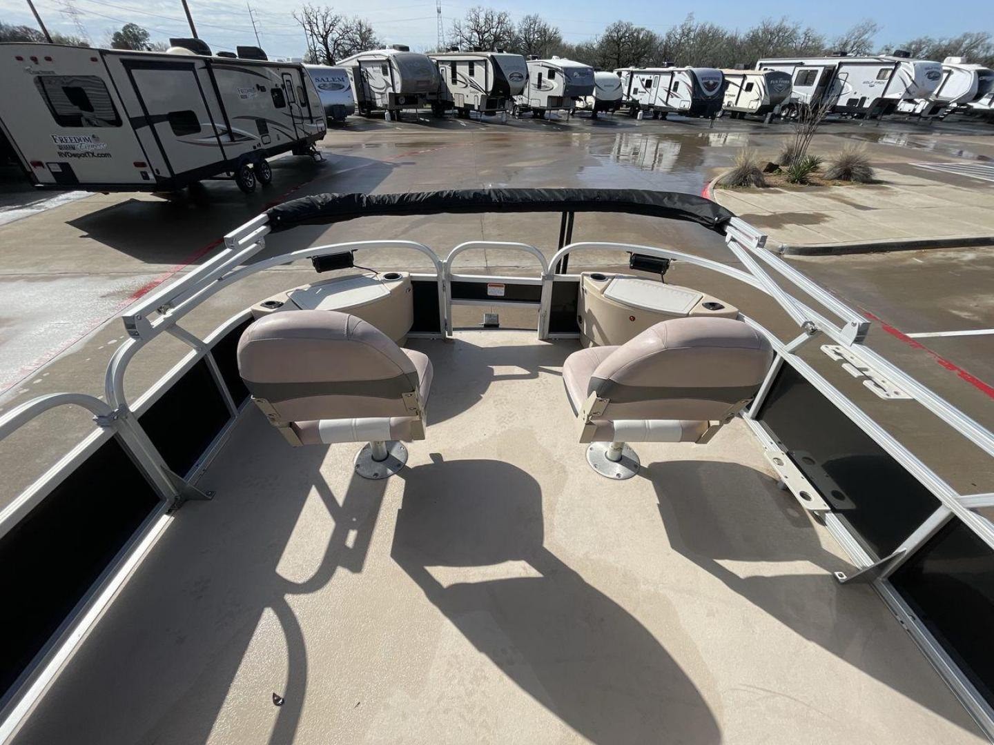 2014 BLACK SUNTRACKER FISHING BARGE 22DLX (BUJ22913D41) , located at 4319 N Main Street, Cleburne, TX, 76033, (817) 221-0660, 32.435829, -97.384178 - The 2014 Sun Tracker Fishin' Barge is here to make you happy. This adjustable pontoon boat is great for fishermen and people who love the outdoors. This Fishin' Barge is 21 feet long, so it has plenty of room for all your fishing tools and friends. The boat is built to last, and the Mercury outboar - Photo#10