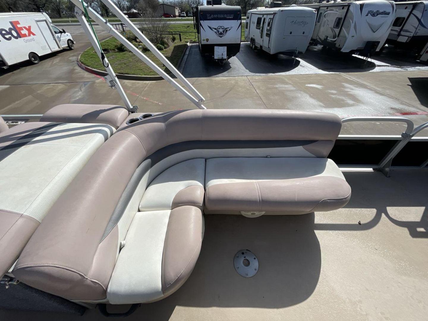 2014 BLACK SUNTRACKER FISHING BARGE 22DLX (BUJ22913D41) , located at 4319 N Main Street, Cleburne, TX, 76033, (817) 221-0660, 32.435829, -97.384178 - The 2014 Sun Tracker Fishin' Barge is here to make you happy. This adjustable pontoon boat is great for fishermen and people who love the outdoors. This Fishin' Barge is 21 feet long, so it has plenty of room for all your fishing tools and friends. The boat is built to last, and the Mercury outboar - Photo#14