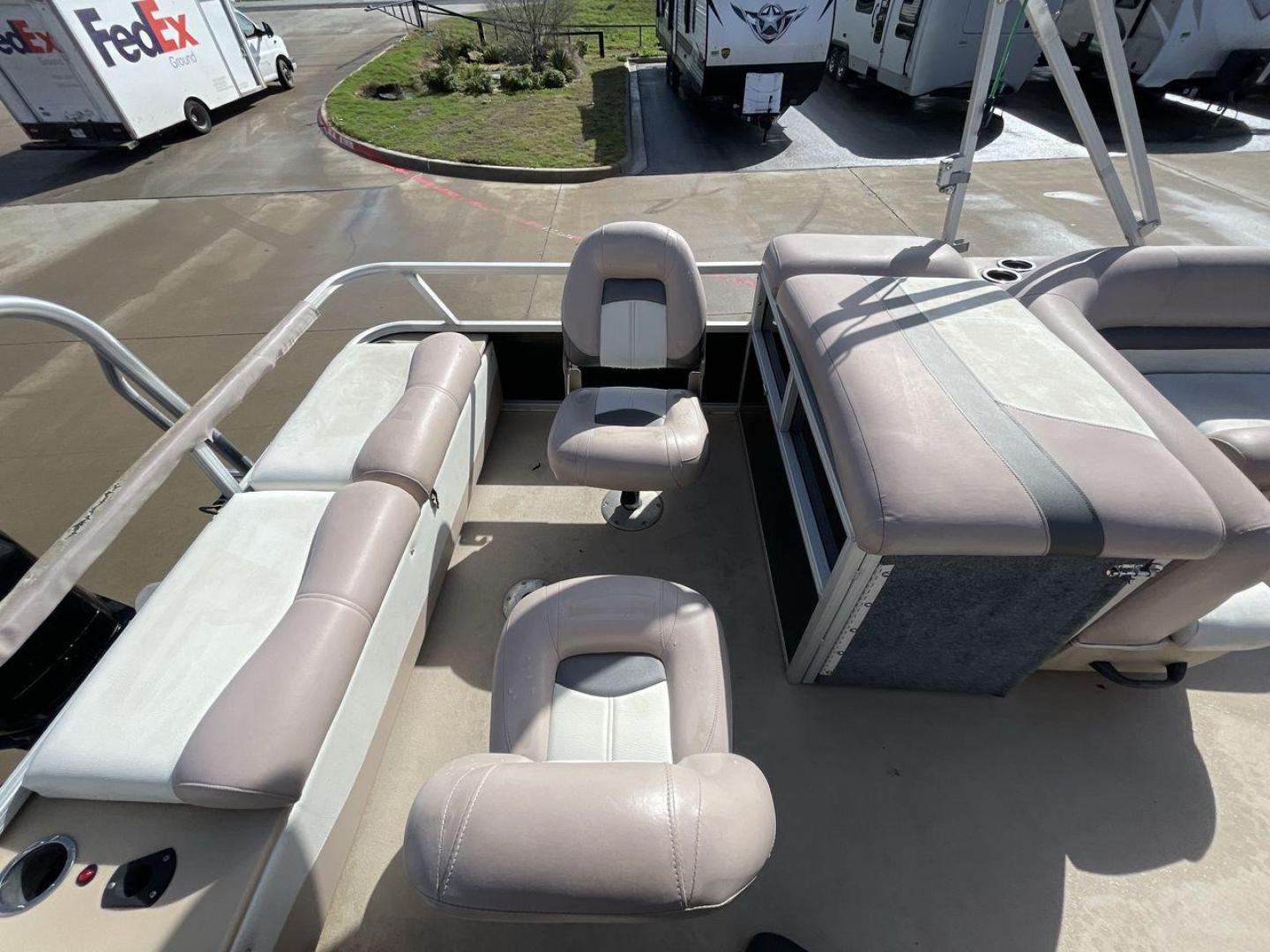 2014 BLACK SUNTRACKER FISHING BARGE 22DLX (BUJ22913D41) , located at 4319 N Main Street, Cleburne, TX, 76033, (817) 221-0660, 32.435829, -97.384178 - The 2014 Sun Tracker Fishin' Barge is here to make you happy. This adjustable pontoon boat is great for fishermen and people who love the outdoors. This Fishin' Barge is 21 feet long, so it has plenty of room for all your fishing tools and friends. The boat is built to last, and the Mercury outboar - Photo#16