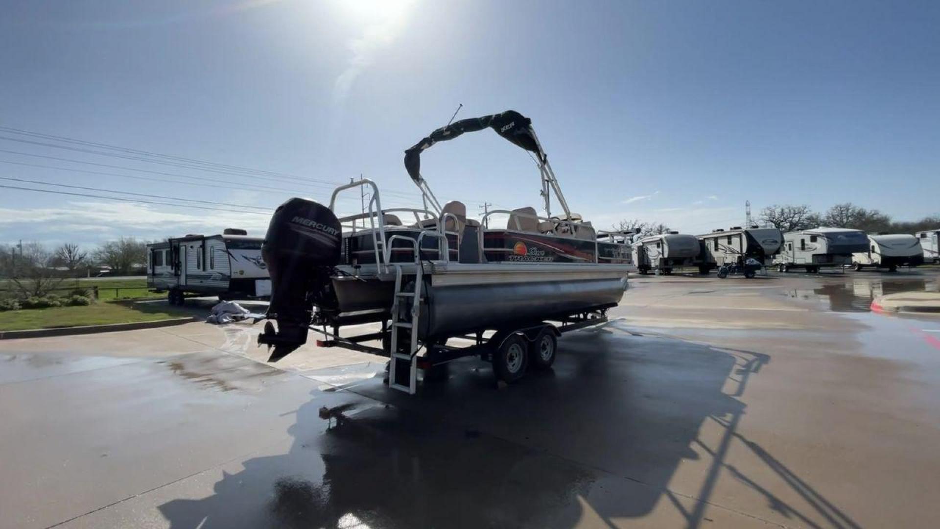 2014 BLACK SUNTRACKER FISHING BARGE 22DLX (BUJ22913D41) , located at 4319 N Main Street, Cleburne, TX, 76033, (817) 221-0660, 32.435829, -97.384178 - The 2014 Sun Tracker Fishin' Barge is here to make you happy. This adjustable pontoon boat is great for fishermen and people who love the outdoors. This Fishin' Barge is 21 feet long, so it has plenty of room for all your fishing tools and friends. The boat is built to last, and the Mercury outboar - Photo#1