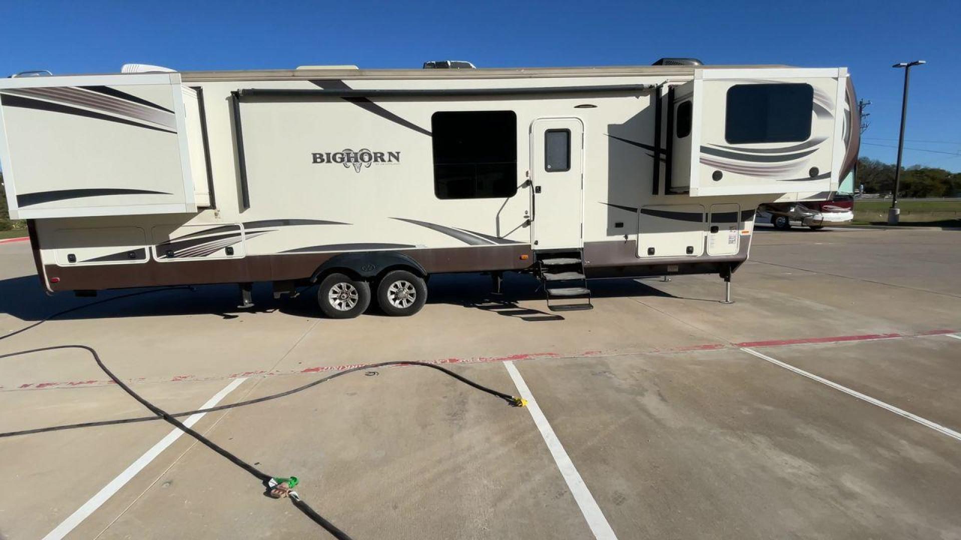 2015 TAN BIGHORN 3750FL (5SFBG4323FE) , Length: 41.7 ft. | Gross Weight: 16,000 lbs. | Slides: 5 transmission, located at 4319 N Main Street, Cleburne, TX, 76033, (817) 221-0660, 32.435829, -97.384178 - Photo#2