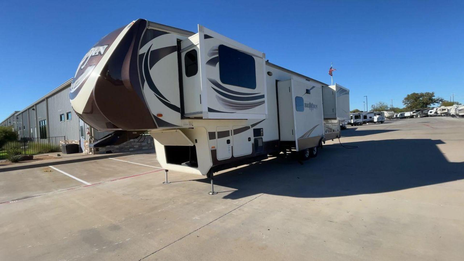 2015 TAN BIGHORN 3750FL (5SFBG4323FE) , Length: 41.7 ft. | Gross Weight: 16,000 lbs. | Slides: 5 transmission, located at 4319 N Main Street, Cleburne, TX, 76033, (817) 221-0660, 32.435829, -97.384178 - Photo#5