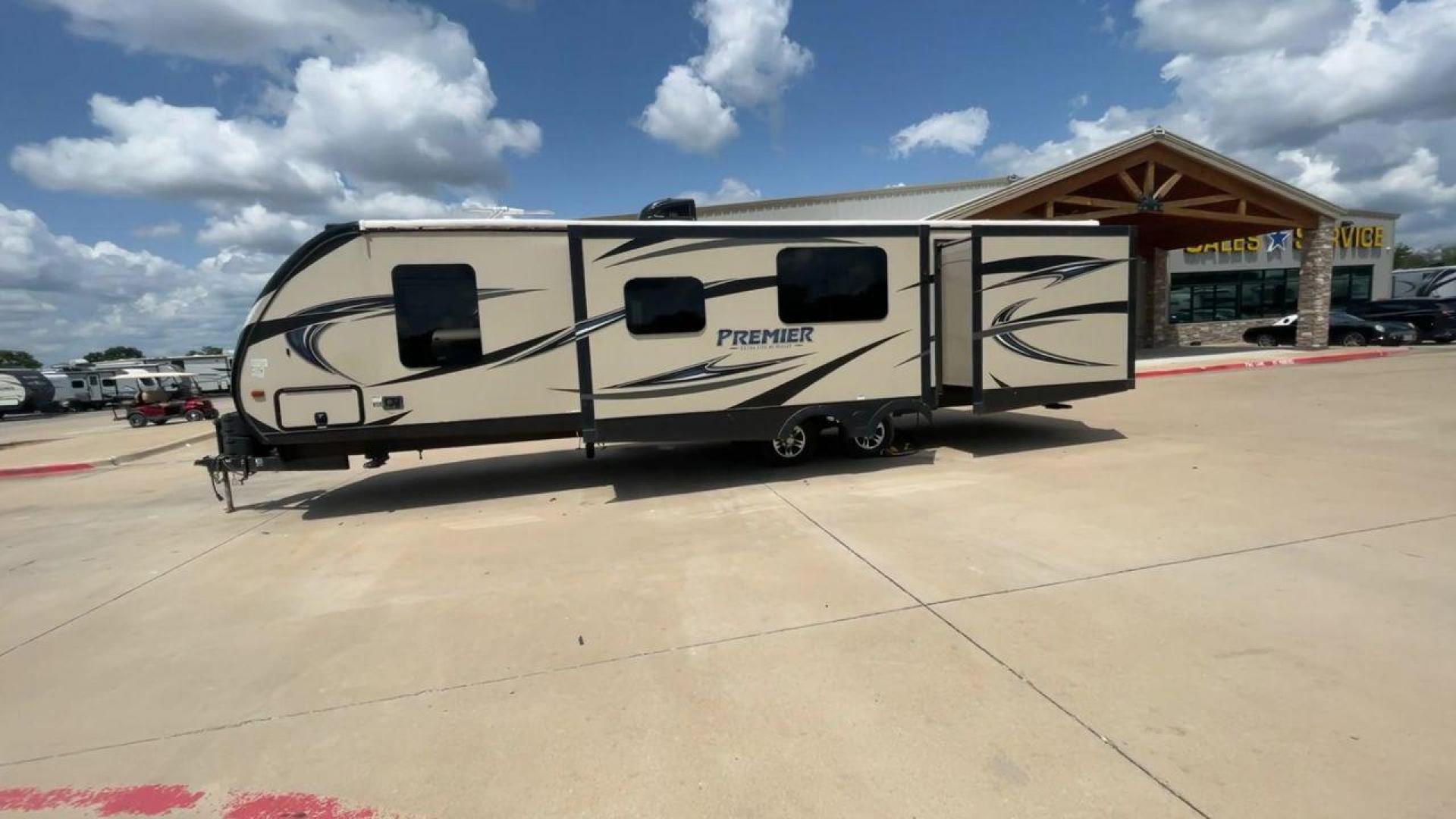 2015 TAN KEYSTONE PREMIER 34BHPR (4YDT34B25FD) , Length: 37 ft. | Dry Weight: 7,076 lbs. | Gross Weight: 8,800 lbs. | Slides: 3 transmission, located at 4319 N Main Street, Cleburne, TX, 76033, (817) 221-0660, 32.435829, -97.384178 - Take a trip with more family members and friends in this remarkably spacious 2015 Keystone Premier 34BHPR! This travel trailer measures exactly 37 ft. in length and 10.92 ft. in height. It has a dry weight of 7,076 lbs. and a GVWR of 8,800 lbs. It highlights a rear bunk and an outside kitchen, ma - Photo#6