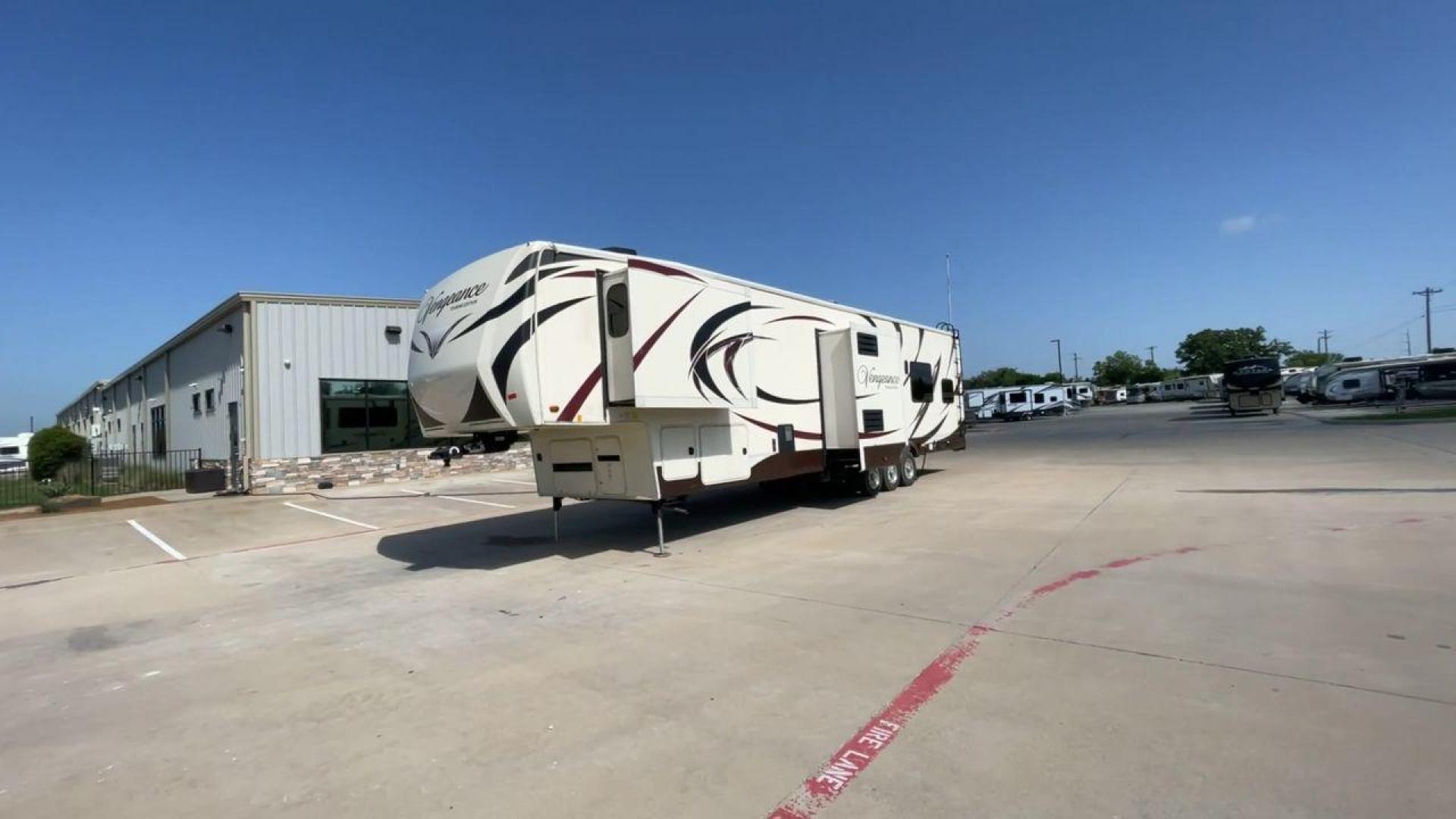 2016 FOREST RIVER VENGEANCE 38L12 (4X4FVGP36GR) , Length: 42.83 ft | Dry Weight: 14,814 lbs | Gross Weight: 18,000 lbs | Slides: 3 transmission, located at 4319 N Main Street, Cleburne, TX, 76033, (817) 221-0660, 32.435829, -97.384178 - The 2016 Forest River Vengeance 38L12 is a luxury fifth-wheel toy hauler that provides a spacious and comfortable living area for all of your activities. With a length of roughly 42.83 feet and a dry weight of 14,814 pounds, this RV offers enough space and durability to meet your demands. With an al - Photo#5