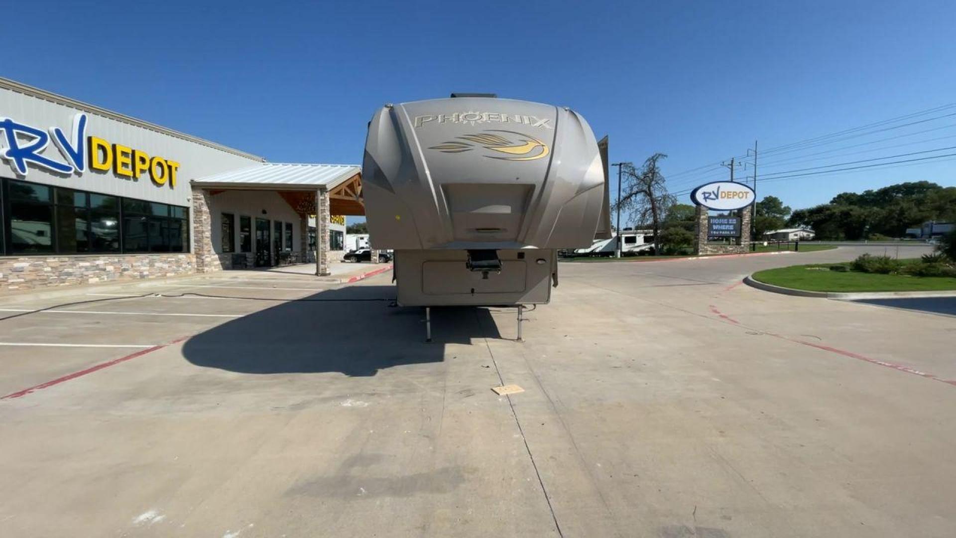 2016 TAN PHOENIX 32RE (5ZT3SPXB3GF) , Length: 33.92 ft. | Dry Weight: 9,120 lbs. | Gross Weight: 11,834 lbs. | Slides: 3 transmission, located at 4319 N Main Street, Cleburne, TX, 76033, (817) 221-0660, 32.435829, -97.384178 - This 2016 Phoenix 32RE is a well-equipped fifth wheel that provides excellent value. It is designed with 3 spacious slides and offers sleeping space for up to 6 people. It measures 33.92 ft. in length and 8.33 ft. in width. It has a dry weight of 9,120 lbs. and a GVWR of 11,834 lbs. This fifth wheel - Photo#4