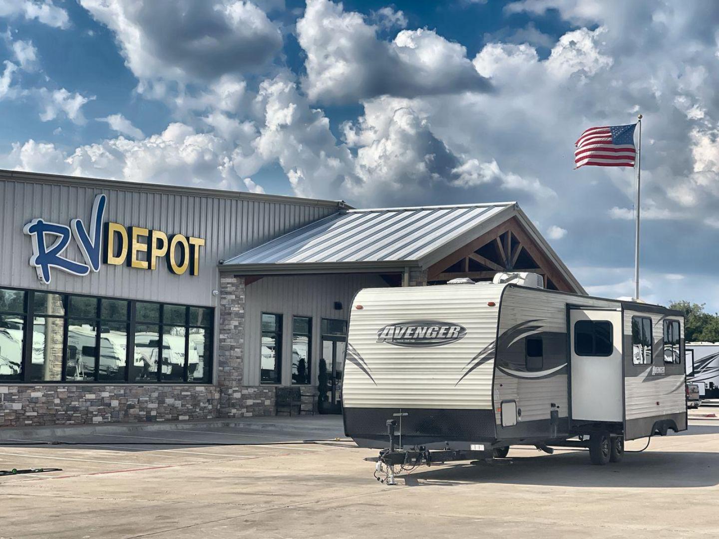 2017 TAN FOREST RIVER AVENGER 31DBS (5ZT2AVWB1HB) , Length: 35.75 ft | Dry Weight: 7,189 lbs. | Gross Weight: 9,589 lbs. | Slides: 1 transmission, located at 4319 N Main Street, Cleburne, TX, 76033, (817) 221-0660, 32.435829, -97.384178 - This is the 2017 Forest River Avenger 31DBS. It's your ticket to fun and excitement on the open road with your family. The length of this travel trailer is 35.75 feet and its dry weight is 7,189 lbs. When you walk inside, you'll find a plan that was made for comfort and ease. The bathroom in the bac - Photo#0