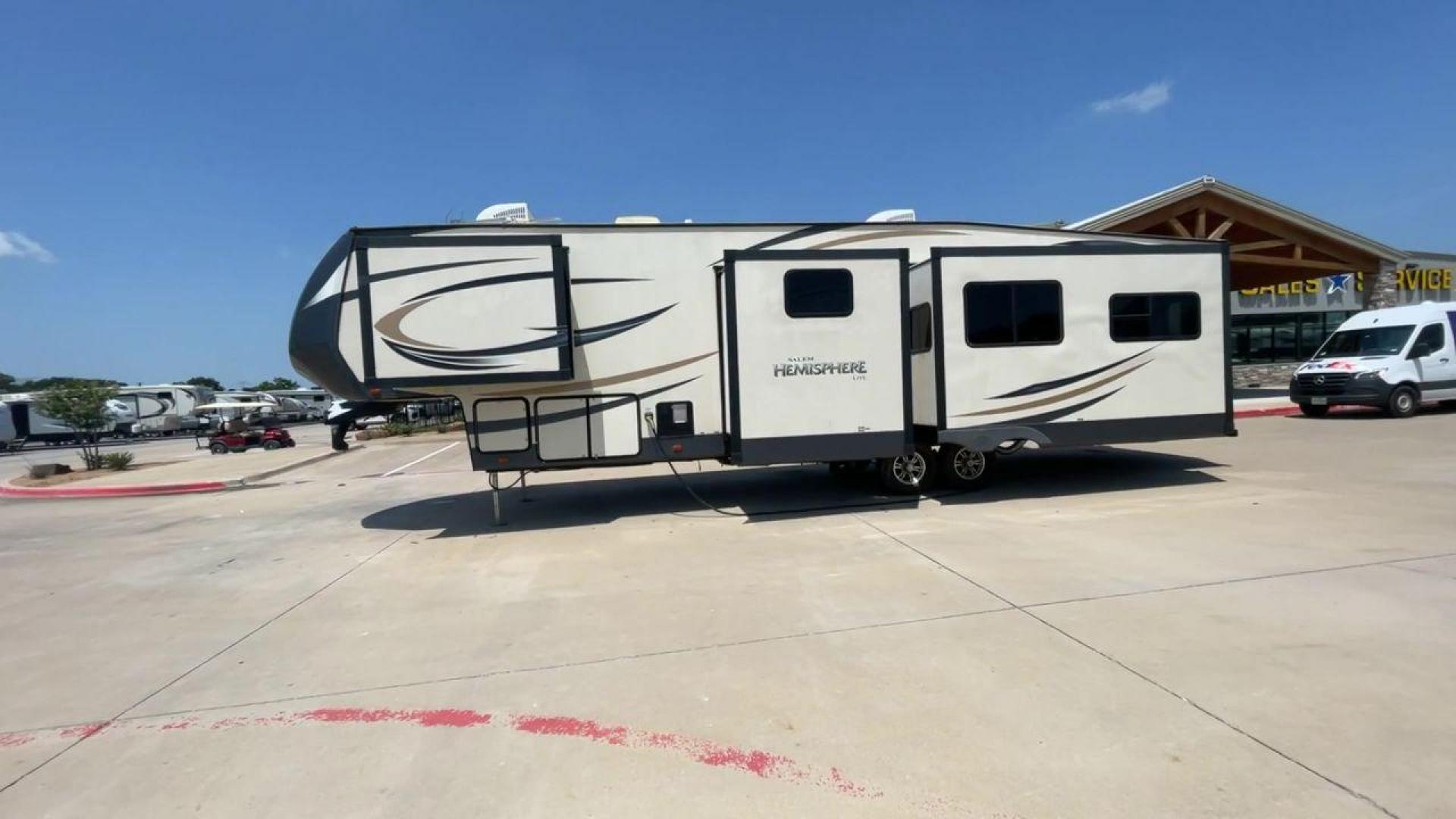 2017 TAN FOREST RIVER SALEM HEMISPHERE (4X4FSBN23HV) , Length: 42 ft.| Dry Weight: 10,924 lbs.| Slides: 4 transmission, located at 4319 N Main Street, Cleburne, TX, 76033, (817) 221-0660, 32.435829, -97.384178 - This is a 2017 Salem Hemisphere 368RLBHK fifth wheel. It has dimensions of 42 ft in length, 8 ft in width, and a 13.17 ft height. It has a dry weight of 10,924 lbs and a payload capacity of 3,156 lbs with a hitch weight of 2,080 lbs. This comes with four power-retractable slideouts and one 19 ft pow - Photo#6