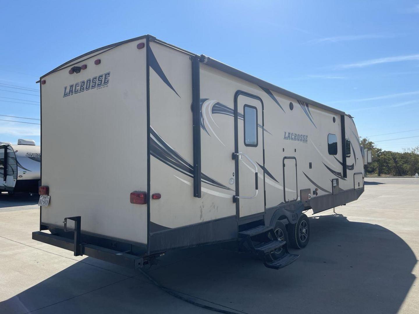 2019 TAN PRIME TIME LACROSSE 2911RB - (5ZT2LCUB3KB) , Length: 31.92 ft. | Dry Weight: 6,516 lbs. | Slides: 1 transmission, located at 4319 N Main Street, Cleburne, TX, 76033, (817) 221-0660, 32.435829, -97.384178 - This 2019 LaCrosse 2911RB travel trailer measures just a bit under 32' in length. It is a dual axle, aluminum wheel setup with a dry weight of 6,516 lbs and has a carrying capacity of 3,054 lbs. This LaCrosse has one slide. The rear of the trailer holds the bathroom, which has a standalone sink and - Photo#25