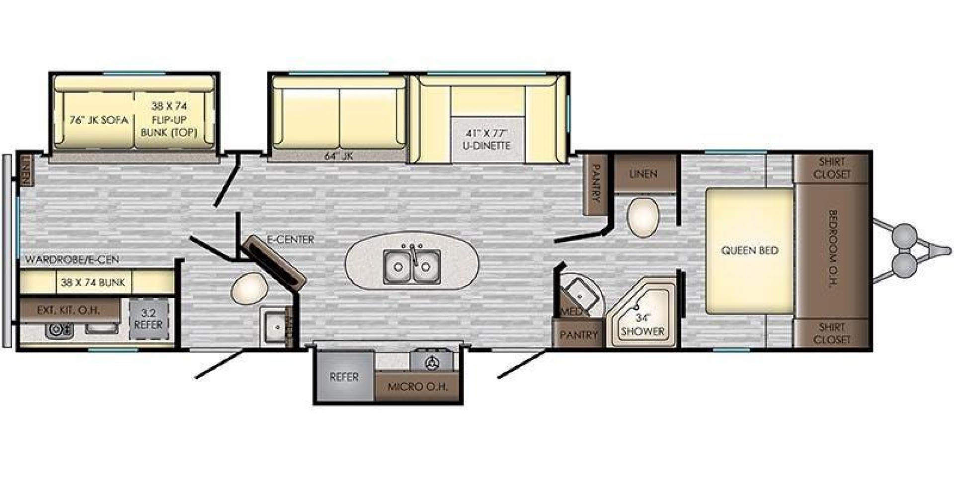 2020 KEYSTONE RV VOLANTE 33BH (4YDT33B26L6) , Length: 37.5 ft. | Dry Weight: 8,284 lbs. | Slides: 3 transmission, located at 4319 N Main Street, Cleburne, TX, 76033, (817) 221-0660, 32.435829, -97.384178 - With the 2020 Keystone RV Volante 33BH travel trailer, the family will sure enjoy every camping trip in all seasons. This trailer comes with ideal amenities to make your stay comfortable. This unit measures 38 ft length, 8 ft width, and 11.6 ft interior height. It has a dry weight of 7,658 lbs along - Photo#9