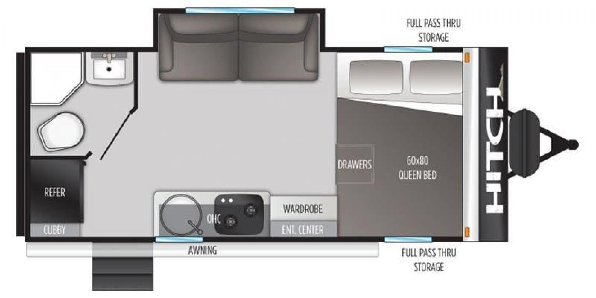 2022 CRUISER RV HITCH 18BHS (5RXRB2319N1) , Length: 22 ft | Dry Weight: 4,030 lbs | Gross Weight: 5,000 lbs | Slides: 1 transmission, located at 4319 N Main Street, Cleburne, TX, 76033, (817) 221-0660, 32.435829, -97.384178 - The 2022 Cruiser RV Corp Hitch 18BHS is a compact yet feature-packed travel trailer perfect for those who value comfort and convenience during their travels. Featuring a sleek and modern exterior design, this lightweight trailer measures approximately 22 feet in length, making it easy to tow and man - Photo#9