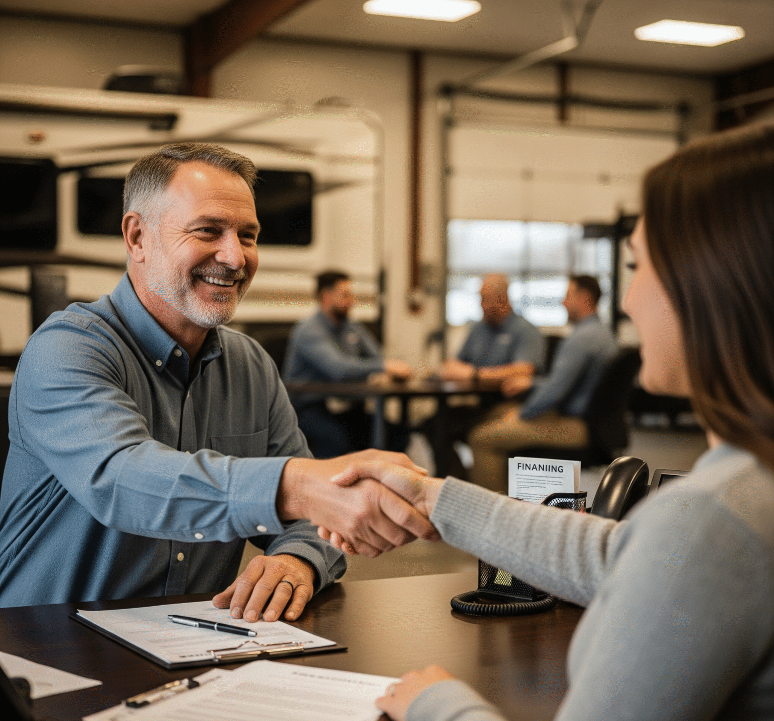 RV Depot - AGREEMENT Man and Woman entering an agreement