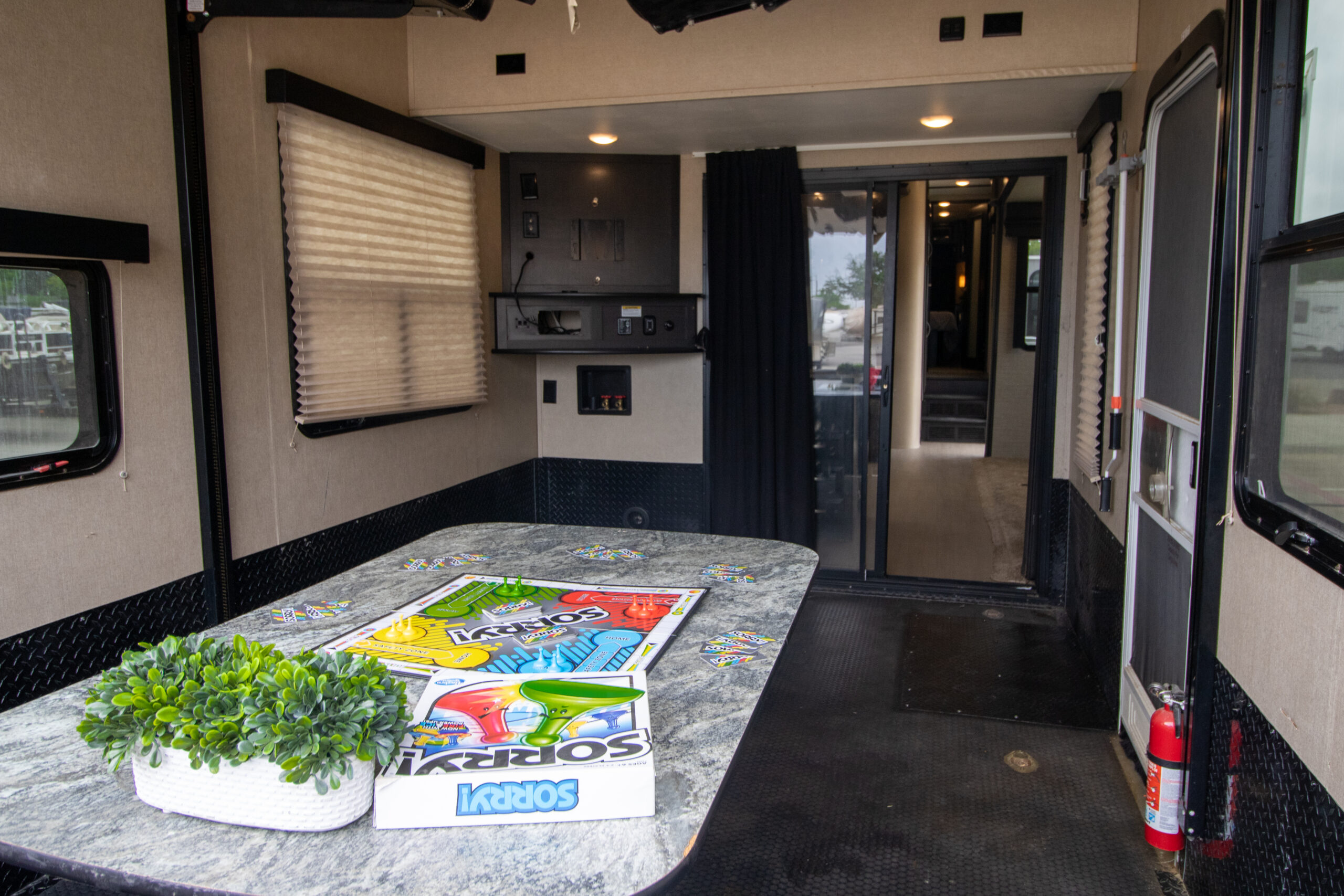 Boardgames in the Toy Hauler's Garage Table