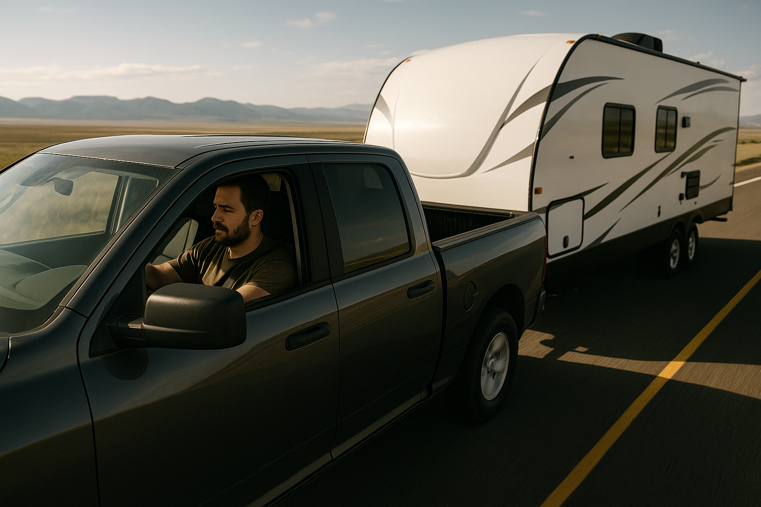 RV Depot - Man Driving RV Man Driving RV