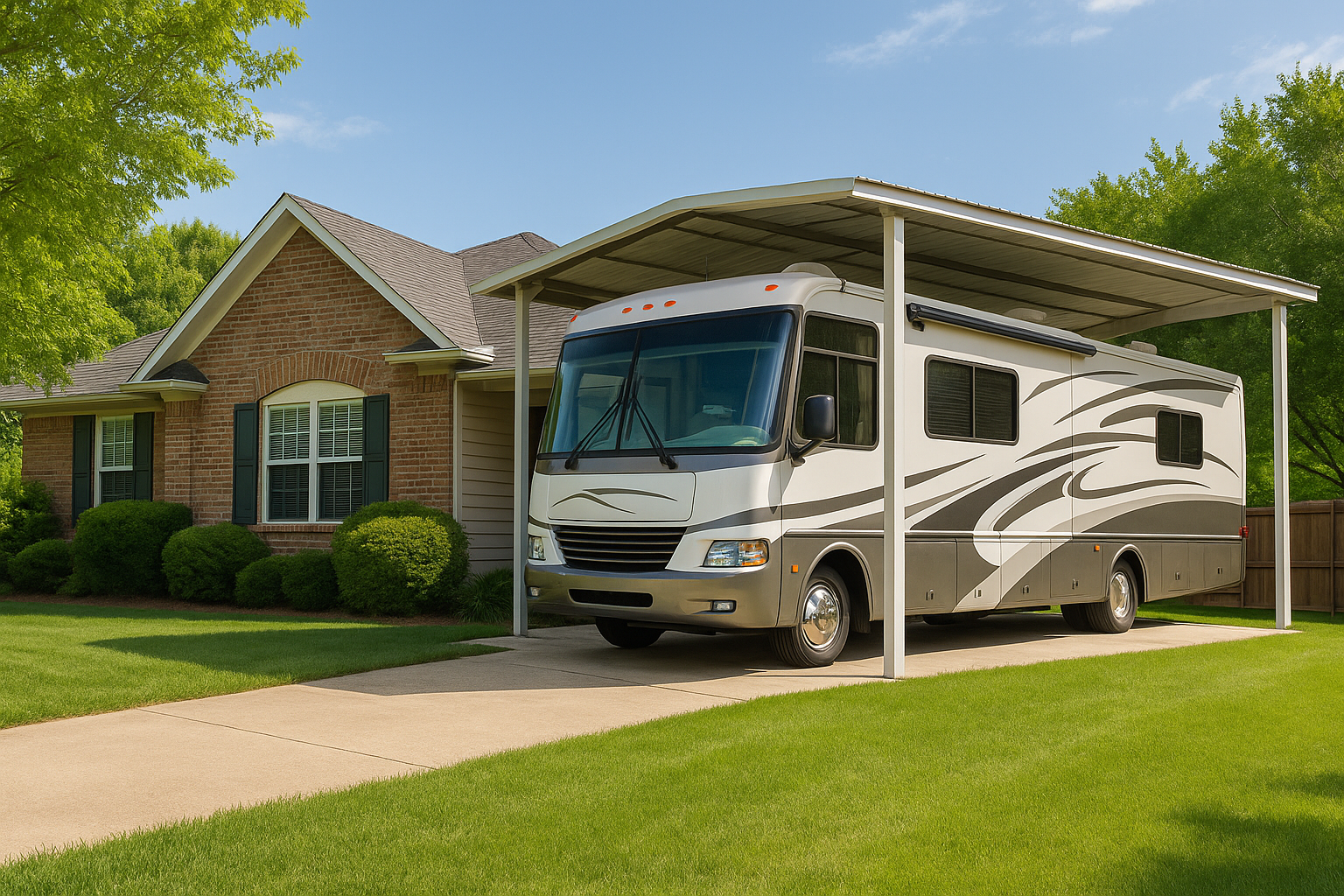 Motorhome Parked under Carport