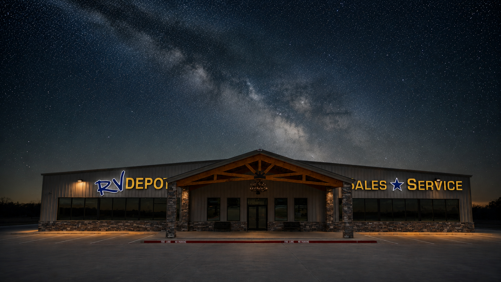 RV Depot - Starry night over RV Depot building Starry night over RV Depot building
